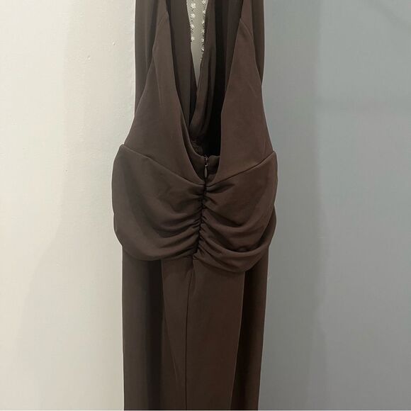 Loba Maxi Dress Debora Pearl Brown Halter Beaded Wedding Guest size S - Picture 8 of 9